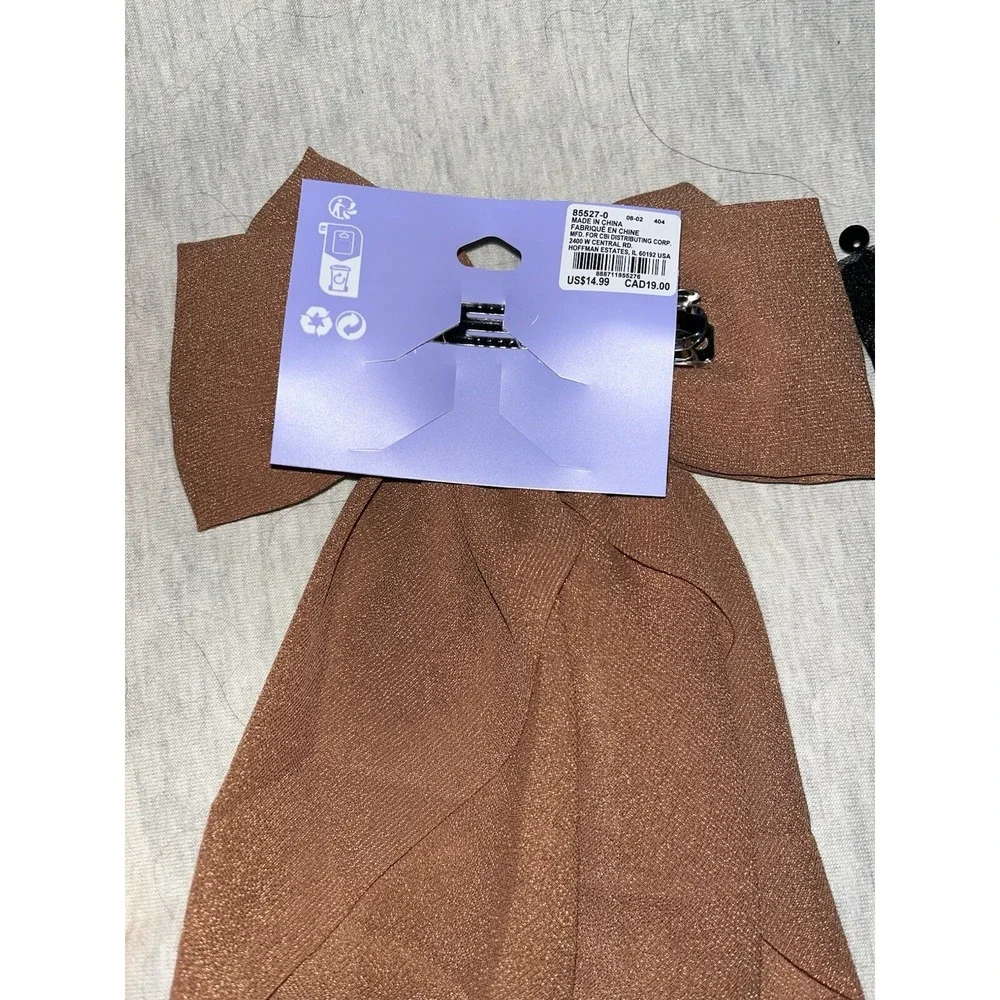 Set of 3 Long Tail‎ Hair Bow Clips, Peach, Caramel and black roses, Claire's